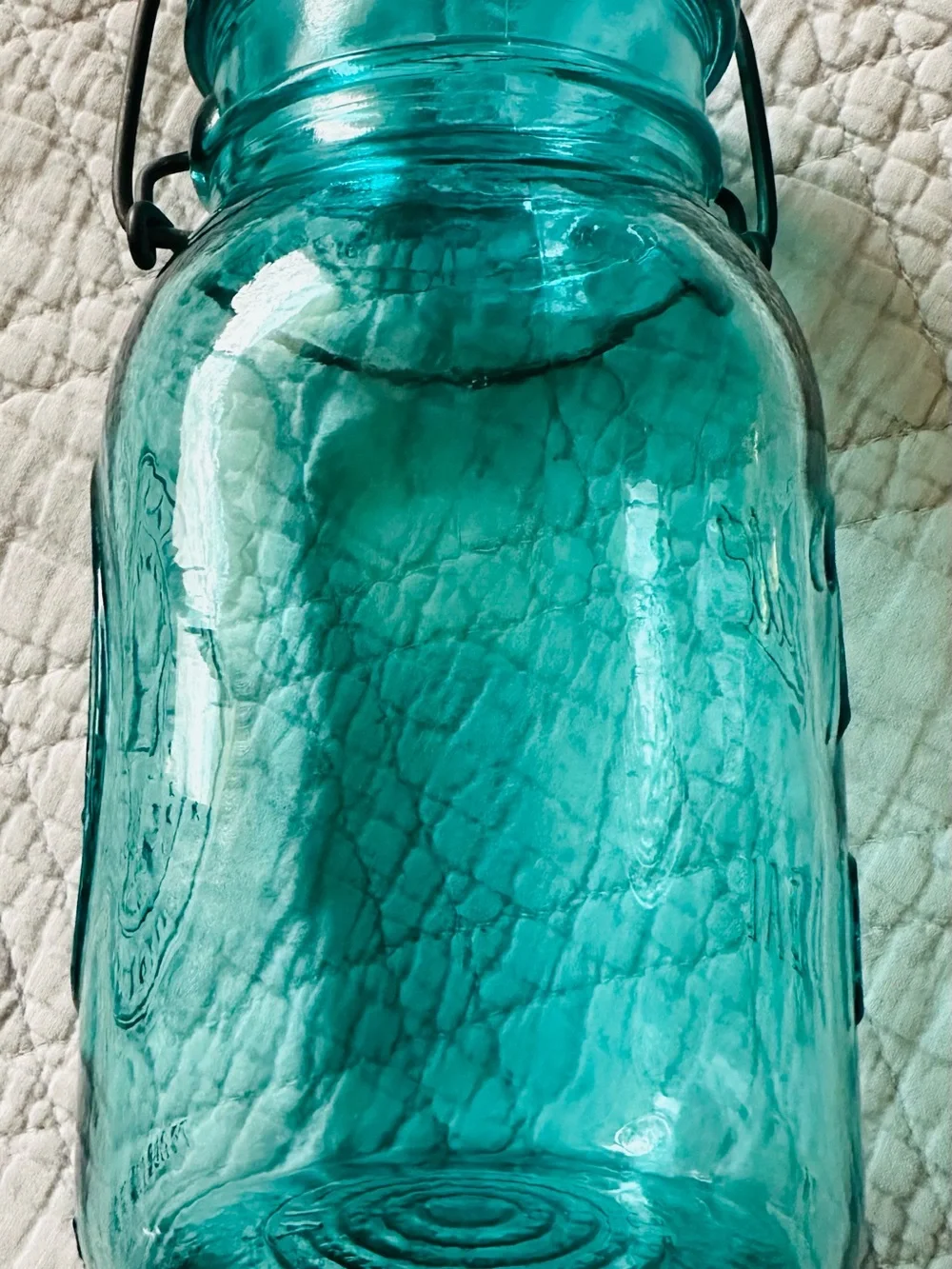Vintage Ball Ideal Blue Mason Bicentennial Quart Jar 1776-1976 Eagle Wire Ball